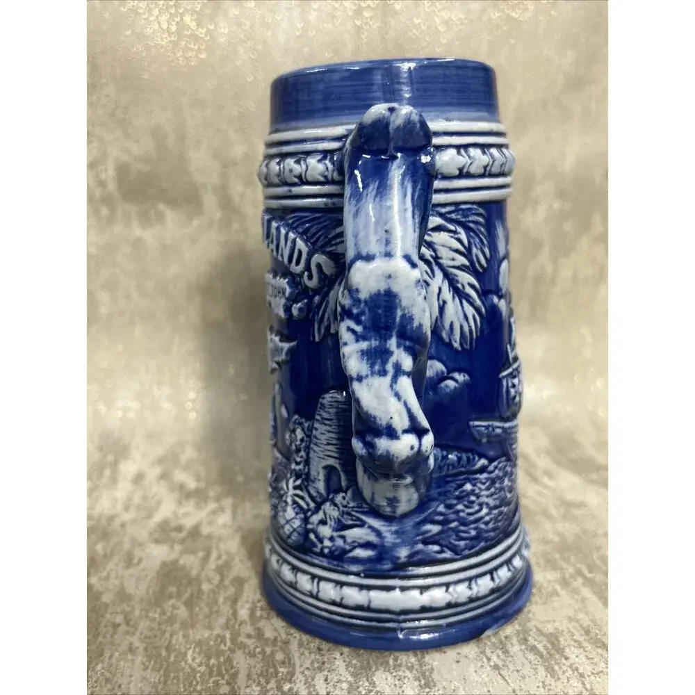 Vintage Virgin Islands Blue Glaze Souvenir Beer Stein